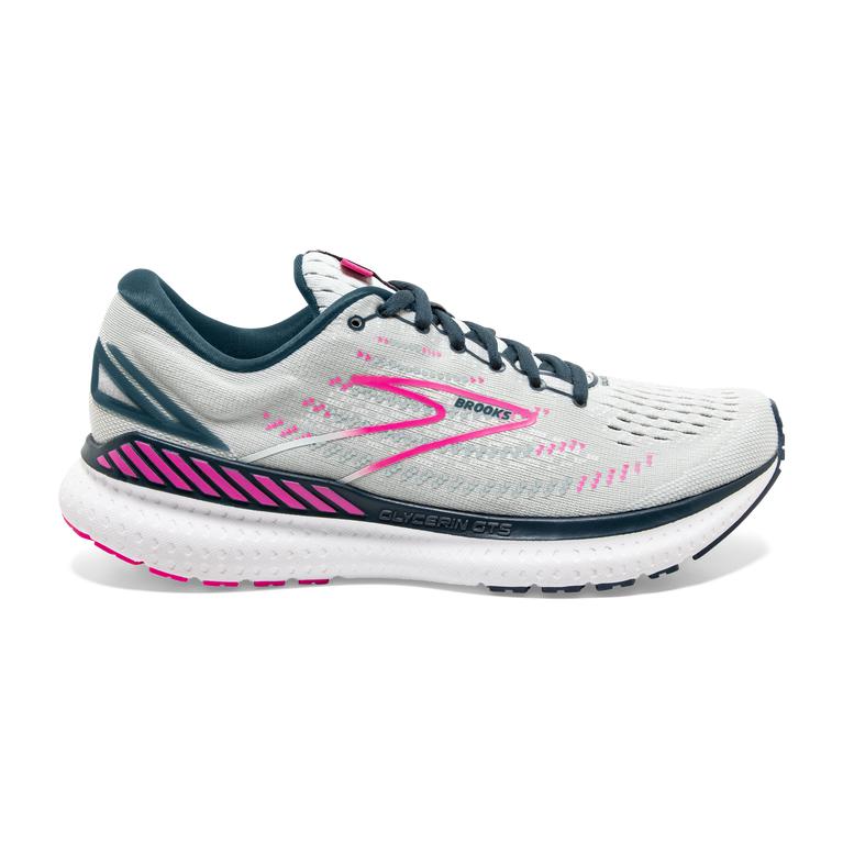 Brooks Glycerin GTS 19 Max-Cushion Women's Road Running Shoes - Ice Flow/Navy/Pink/grey (87610-WOPS)
